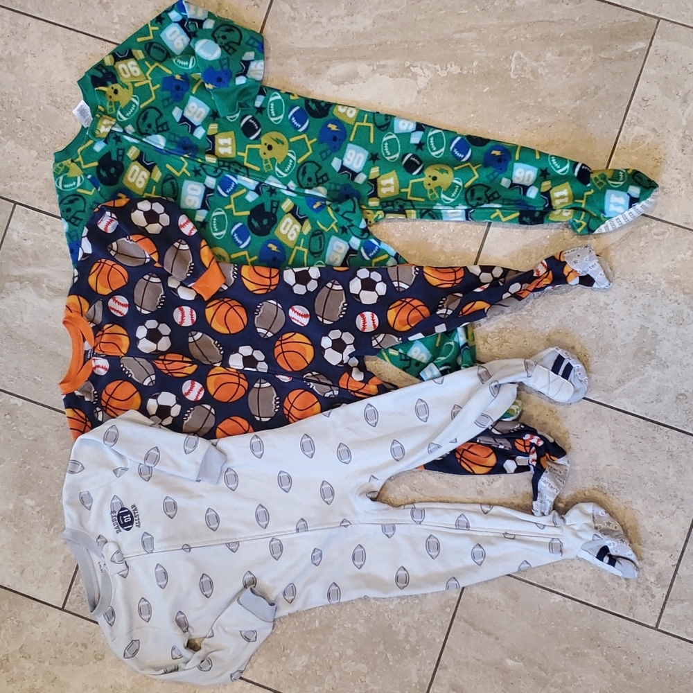 Set of 4T onesie footie fleece pajamas zipper sports